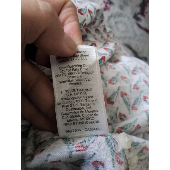 J. Crew 100% Linen Classic Short Sleeve Sz Large Bird Print White Shirt Preppy - Picture 6 of 9